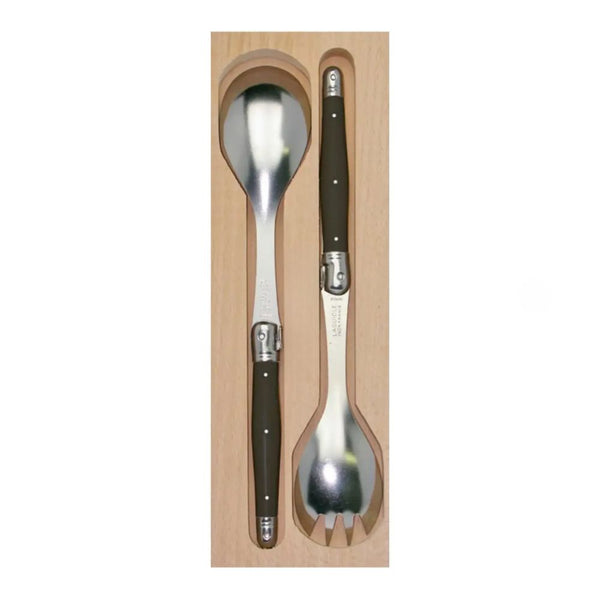 Salad-Servers-Stainless-Steel-Black-Handle-Laguiole-Andre-Verdier