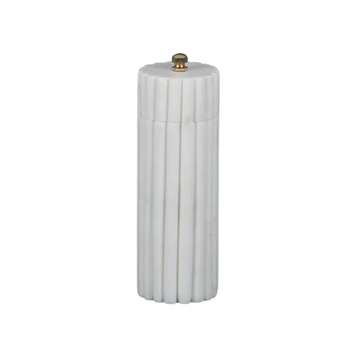 White ribbed marble salt & pepper grinder