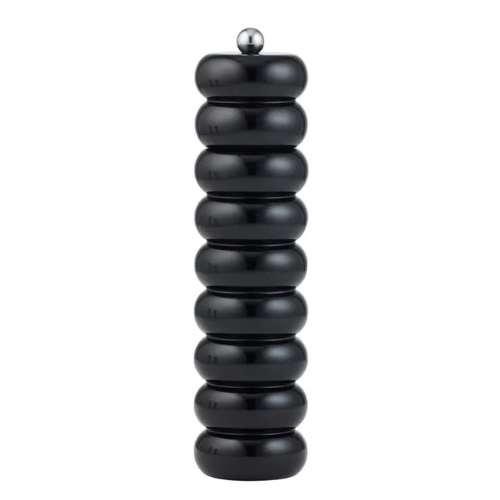 Black wooden salt and pepper grinder on a white background