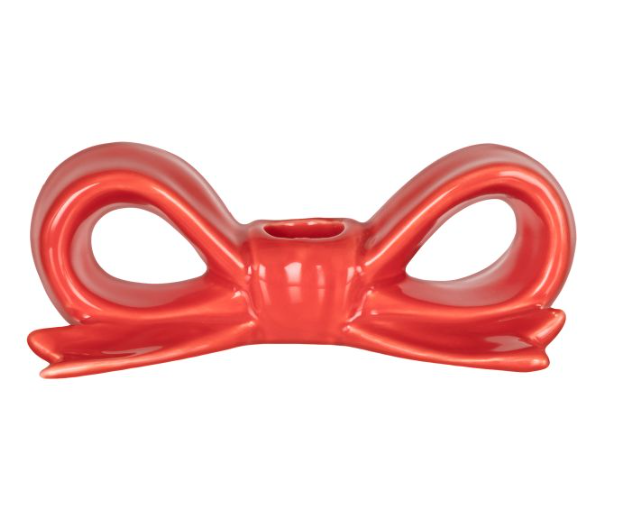 Le Bon Red Bow Candle Holder - Ceramic
