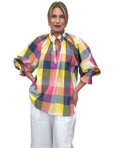 Top - Plaid Cotton/Linen Multi-coloured