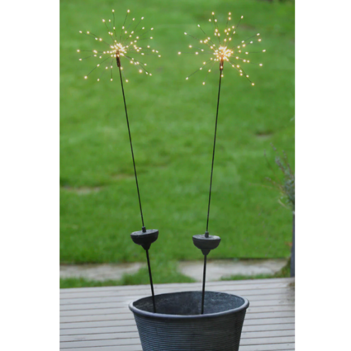 Two Dandelion Solar Outdoor Lights in a black pot