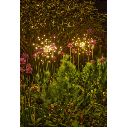 Dandelion Solar Outdoor Lights placed amongst a flower bed