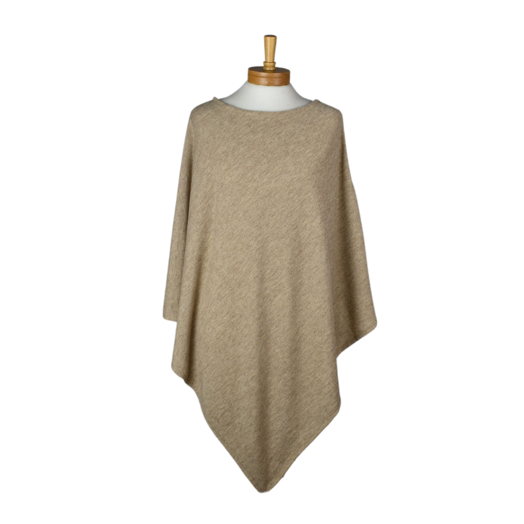 Poncho Oatmeal Wool Acrylic Mix