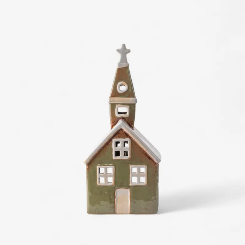 Tealight Church Olive Green