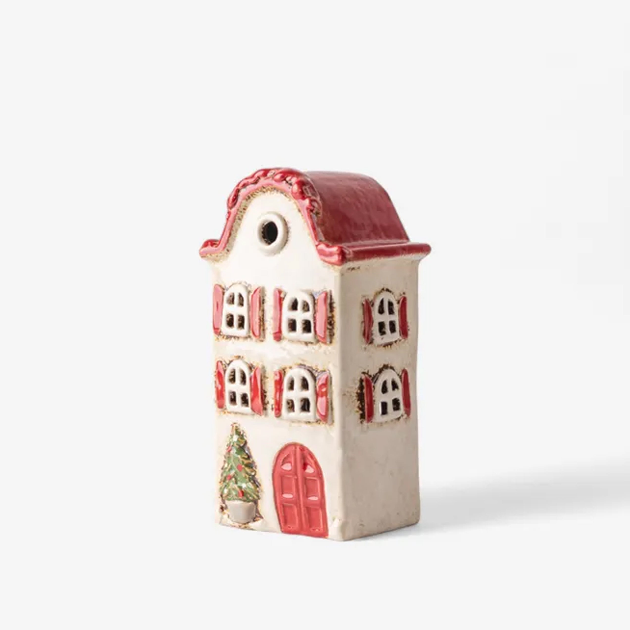 Tealight Villa Christmas Stone with Red Shutters - PREORDER now for OCTOBER delivery
