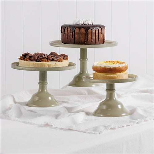 Cake Plate Stand Glass Sage