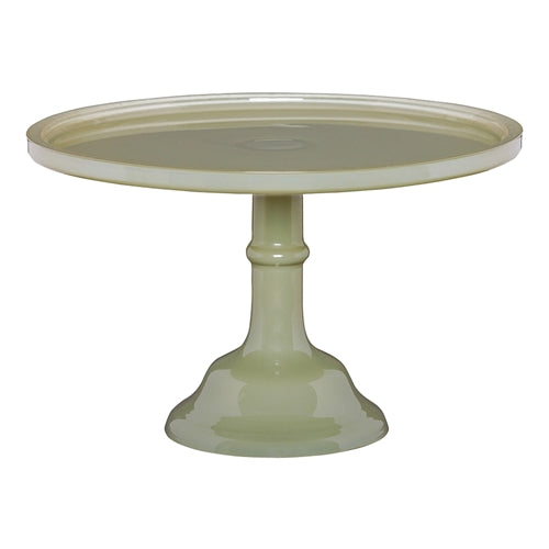 Cake Plate Stand Glass Sage