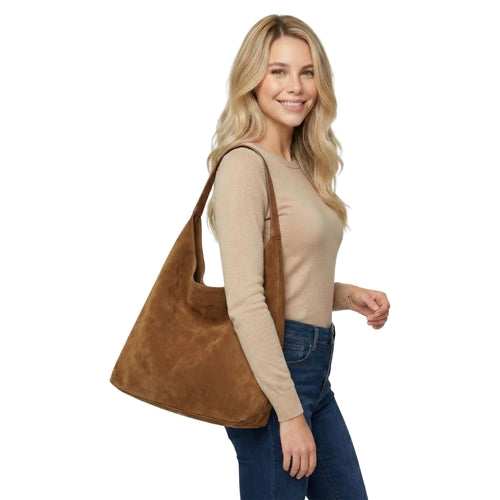 Tote Bag - Faux Suede - Camel