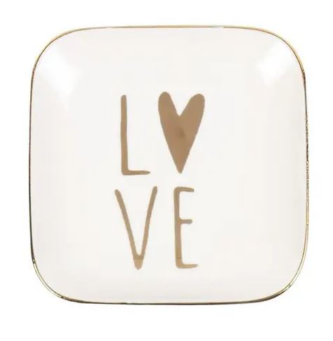 Love Trinket Plate - Gold and White