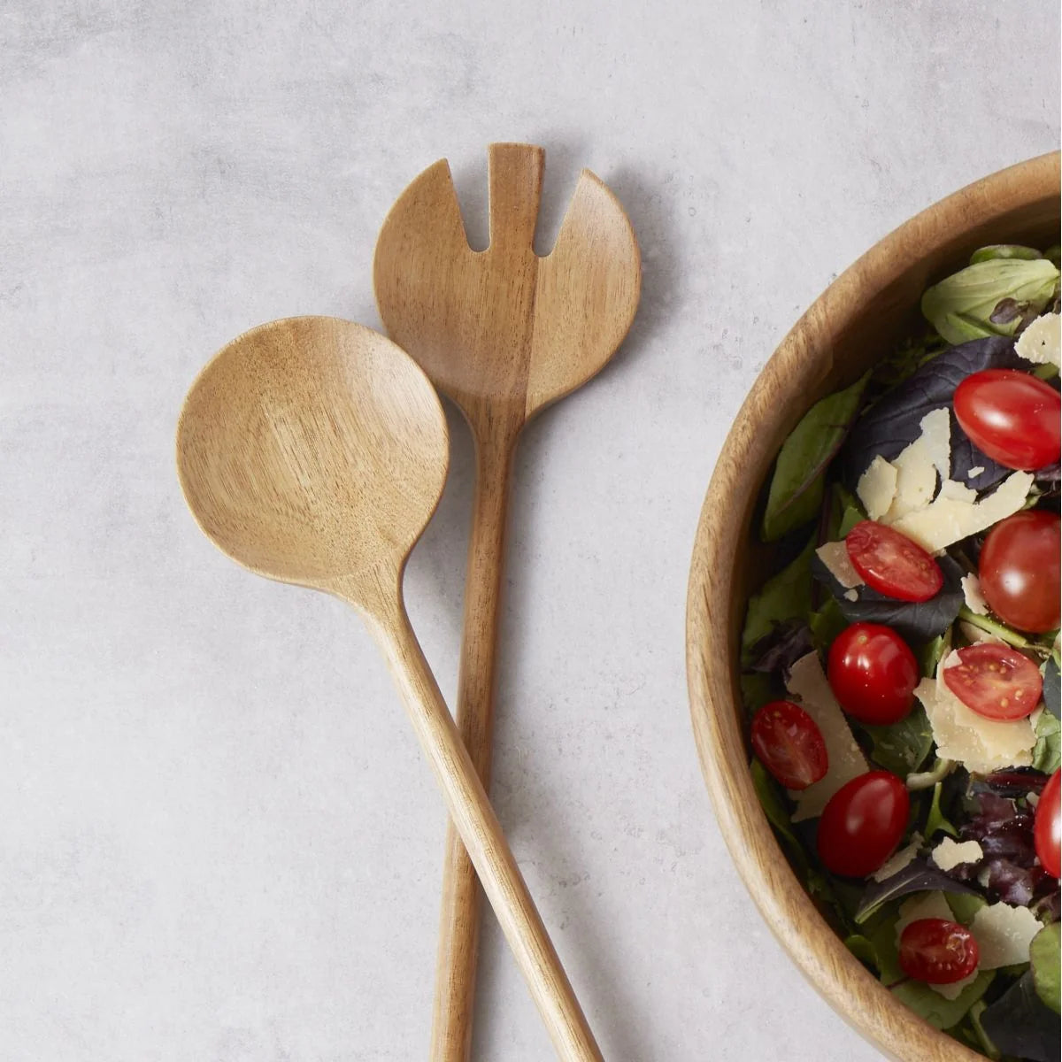 Salad Servers - Acacia Wood with Brass Accents
