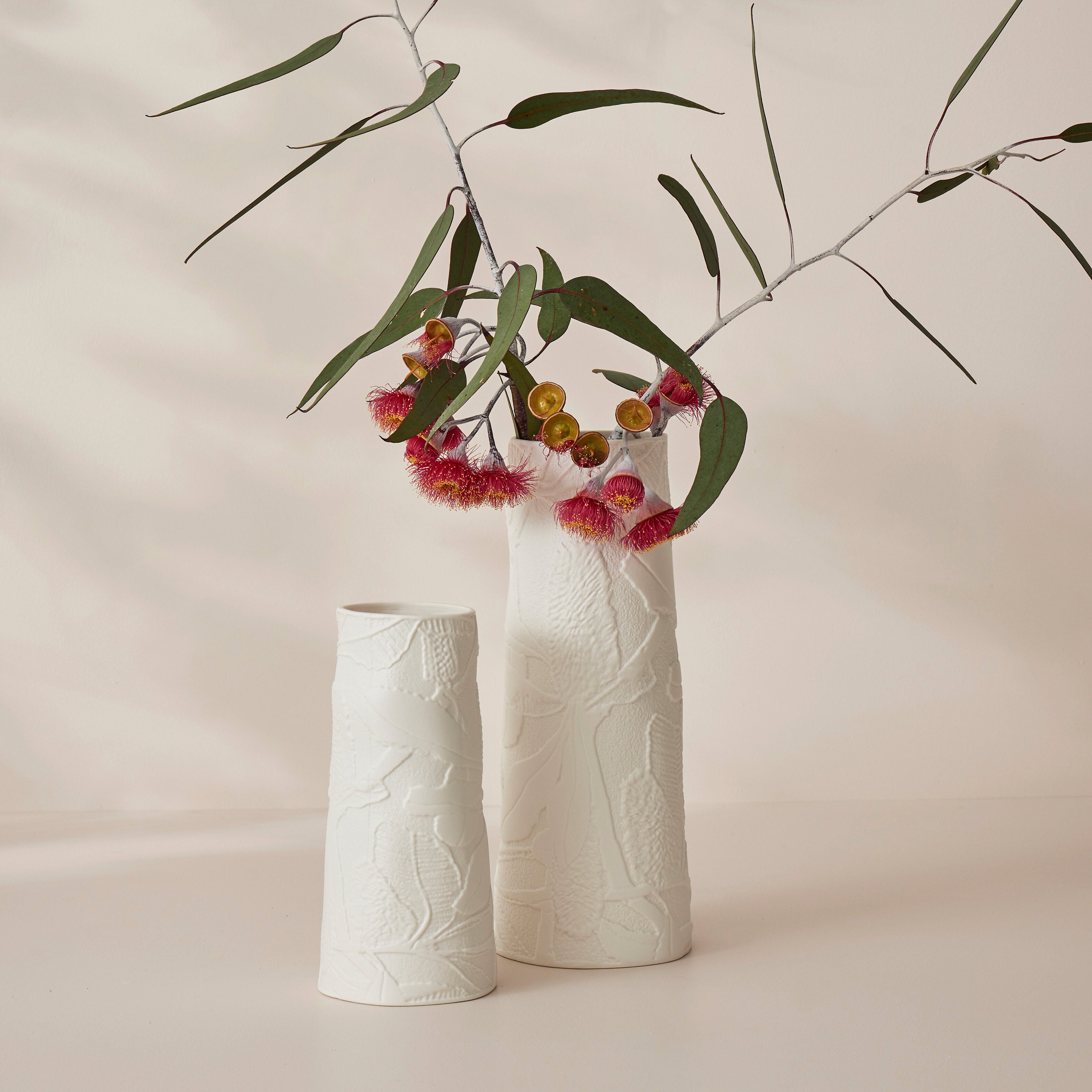 Banksia Vase White Embossed Porcelain