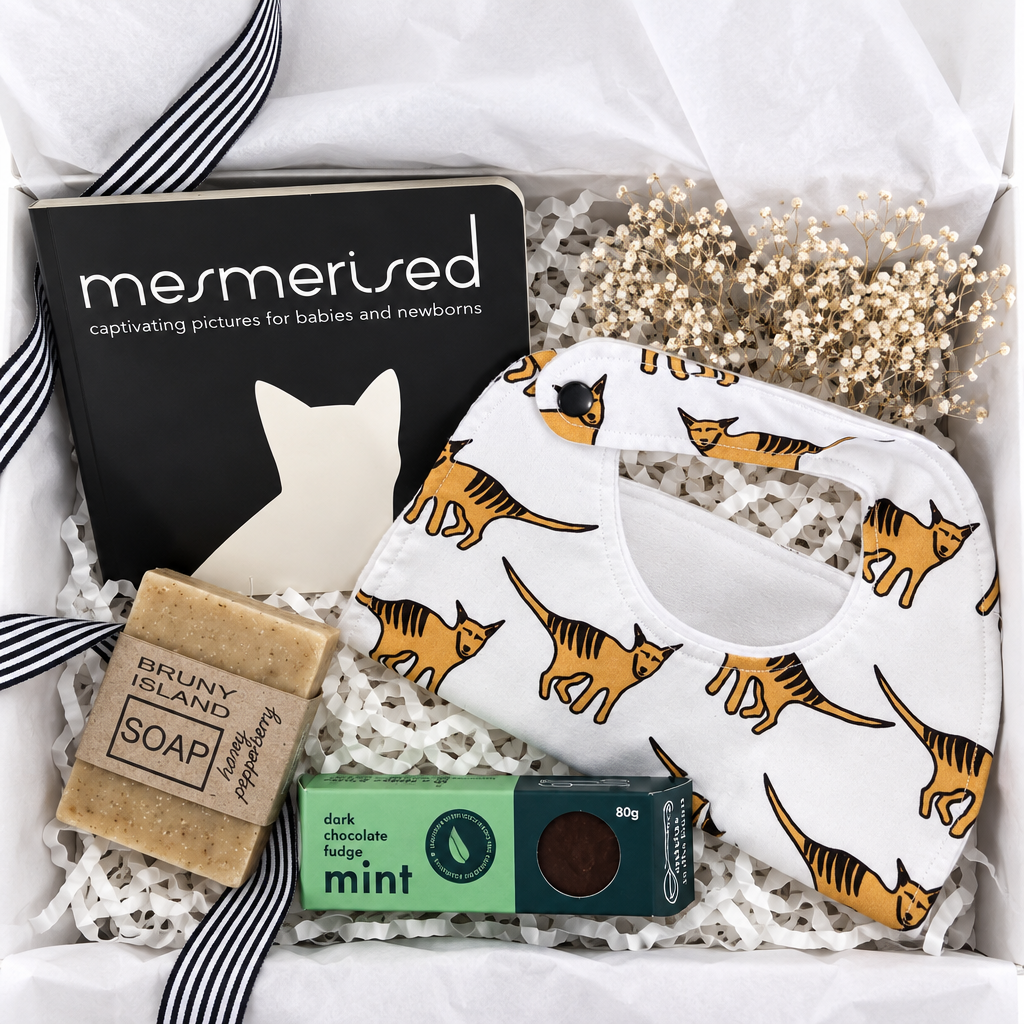 Little Tassie baby hamper with Tasmanian-made gifts
