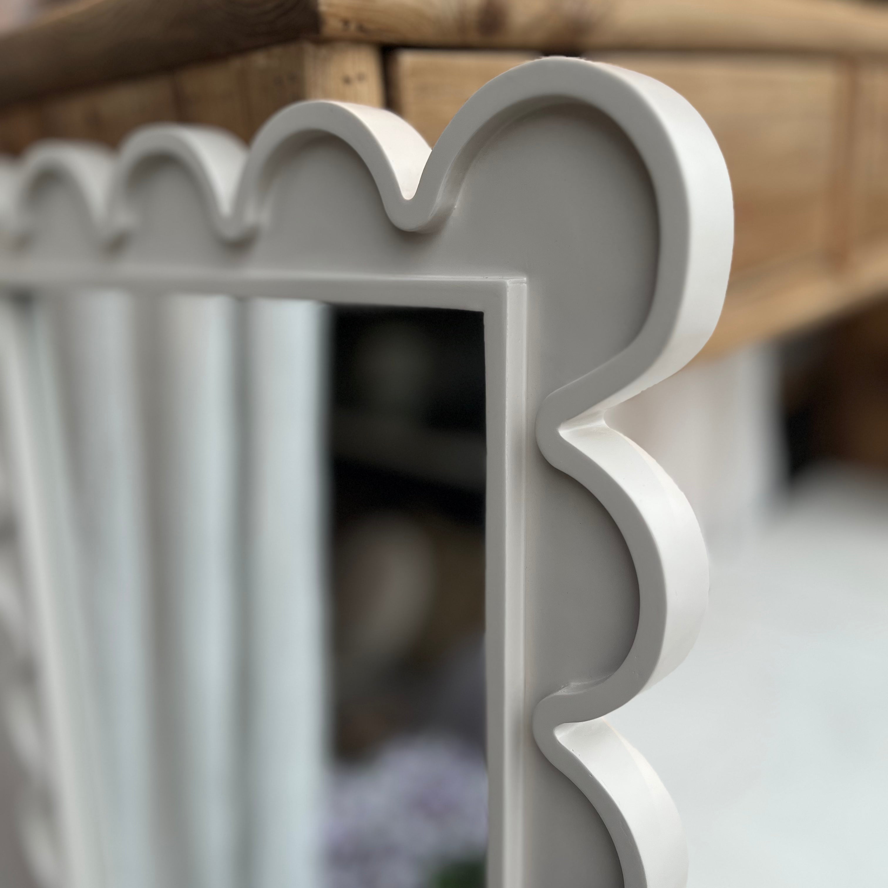 Wall Mirror - White Scalloped