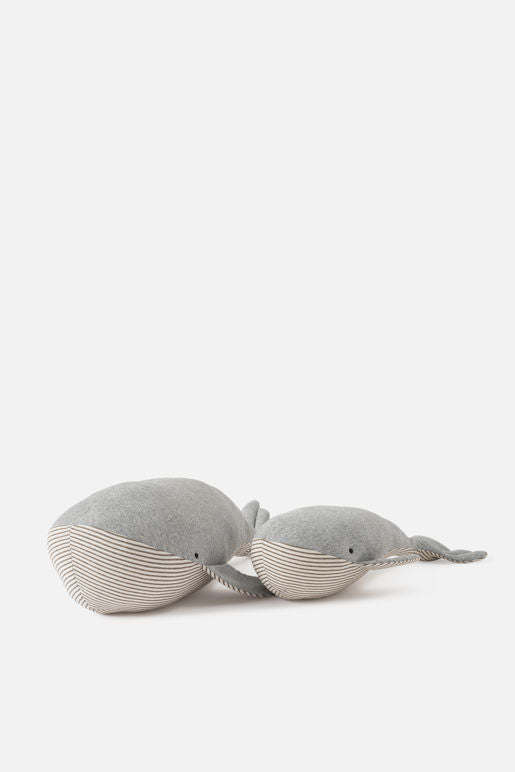 Soft Toy Whale - Grey White Stripe