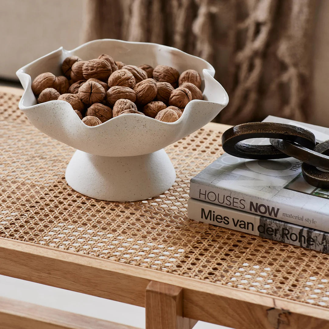Pedestal Bowl - White Ripple