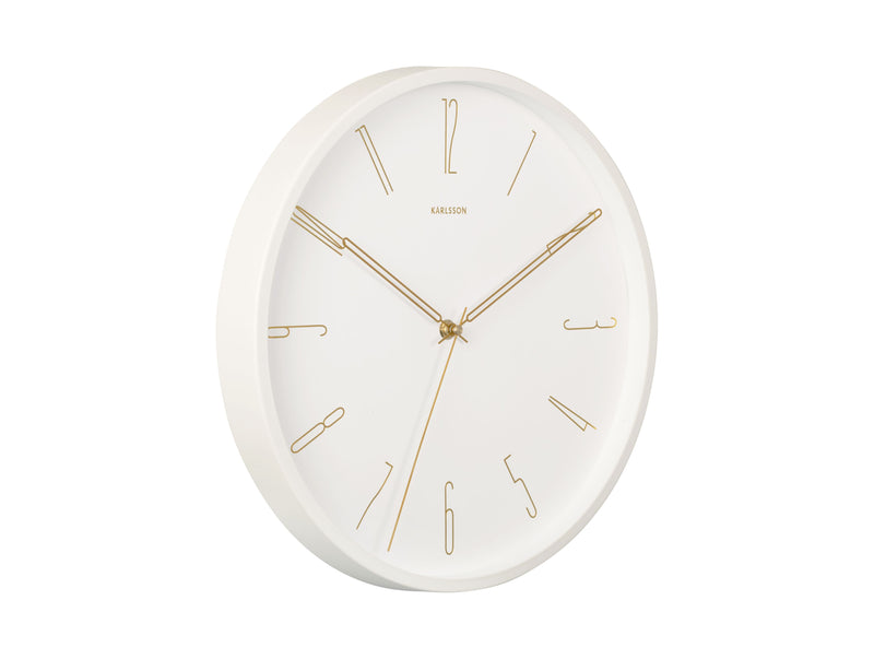 Wall Clock White with Gold Numbers