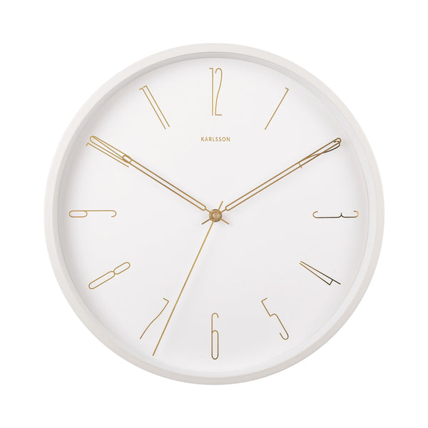 Wall Clock White with Gold Numbers