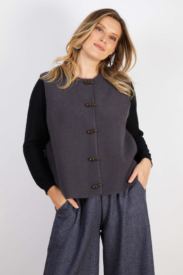 Wool-Acrylic-Vest-Charcoal-Wooden-Toggles