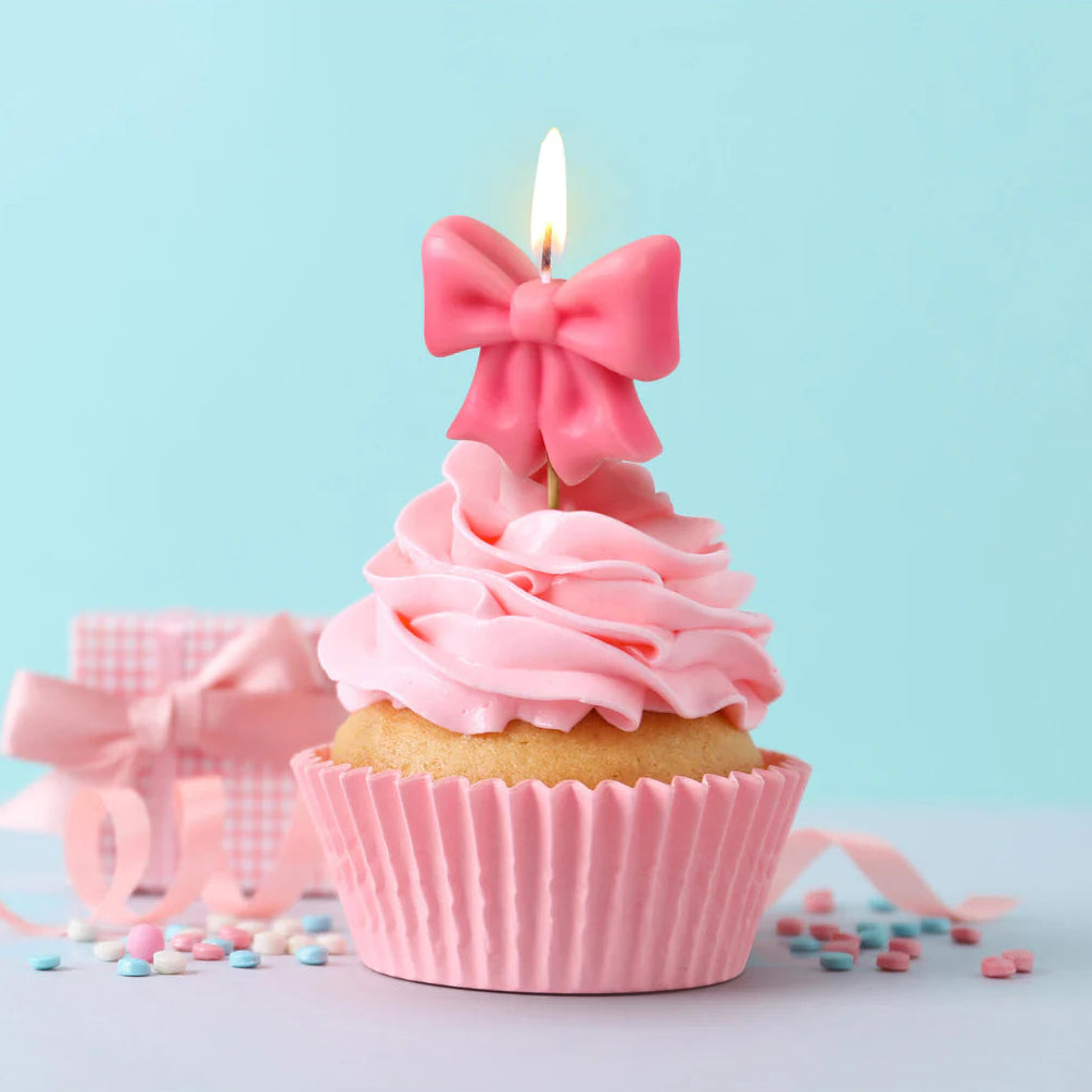 Party Birthday Candles - 5pcs Set Pink Bows