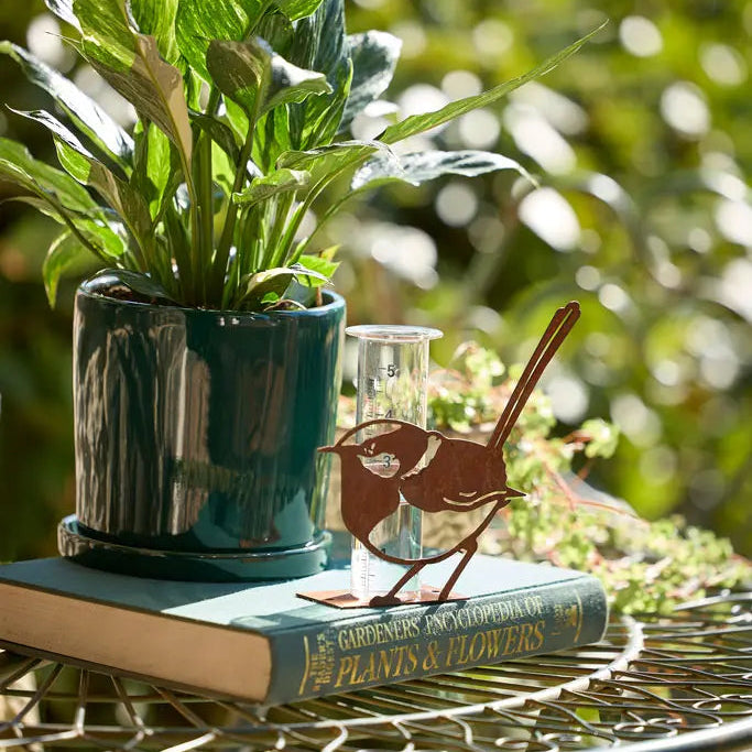Rain Gauge Rusty Wren Standing