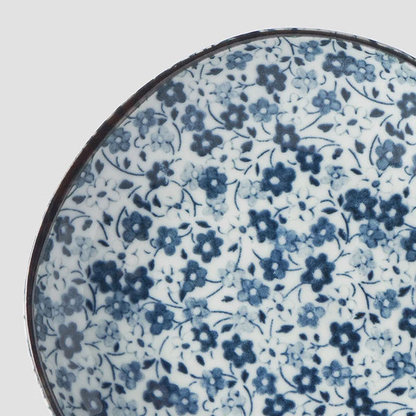 Japanese Tapas Plate - Blue Daisy Glaze - 12cm