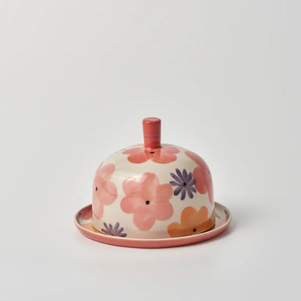 Butter Dish - Ceramic - Retro Flower