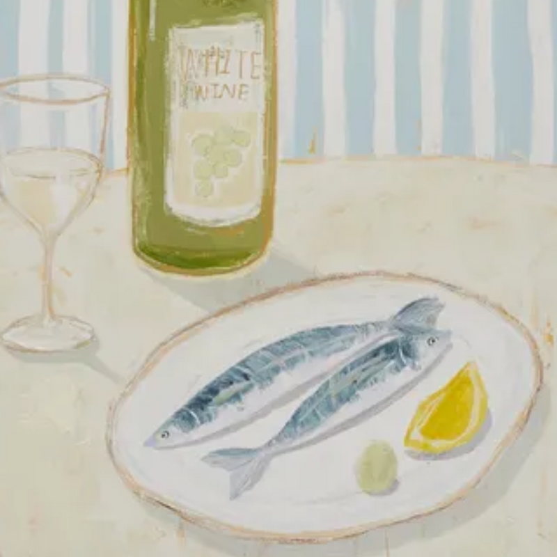 Print - Wine and Sardines in Ash Frame