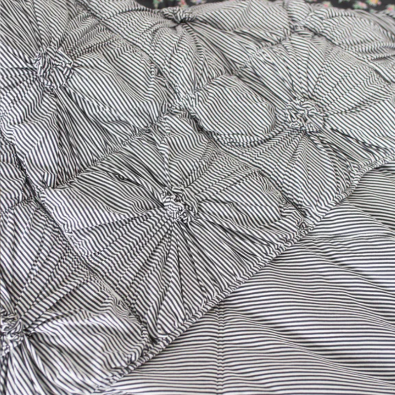 Lazybones Rosette Quilt - Charcoal Stripe - King