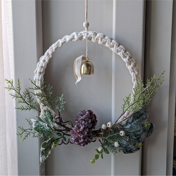 Woven Hoop Wreath With Bell