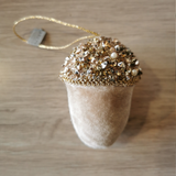 Acorn Decoration - Velvet with Gold Glitter