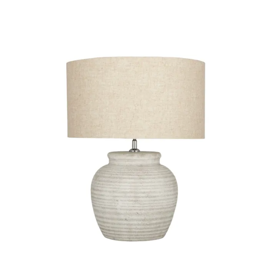Table Lamp - Ceramic Base and Natural Shade