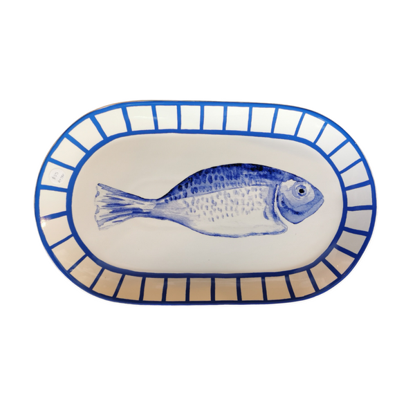 Fish Platter - Ceramic - Blue & White