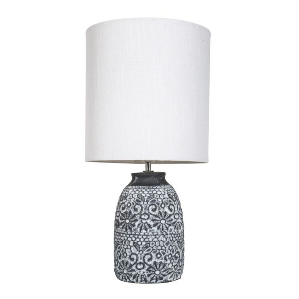Table Lamp - Glazed Concrete Base with Natural Shade