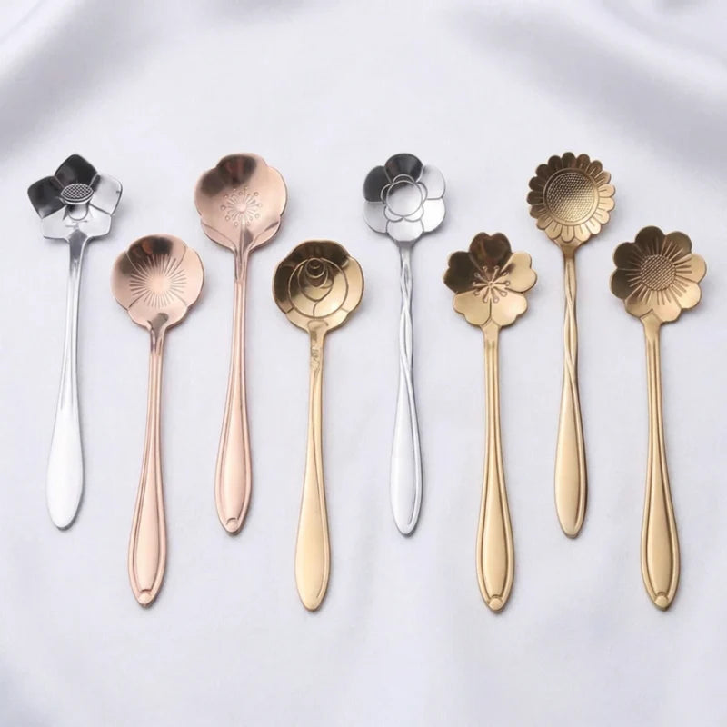 Flower Spoons - Stainless Steel - Silver, Gold & Rose Gold