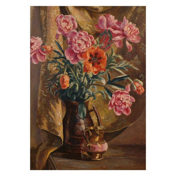 Greeting Card - 'Peonies and Poppies' by Roger Fry