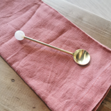 Condiment Spoon - Gold with Rose Quartz Handle