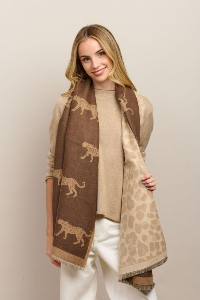 Scarf - Leopard Print - Black or Tan