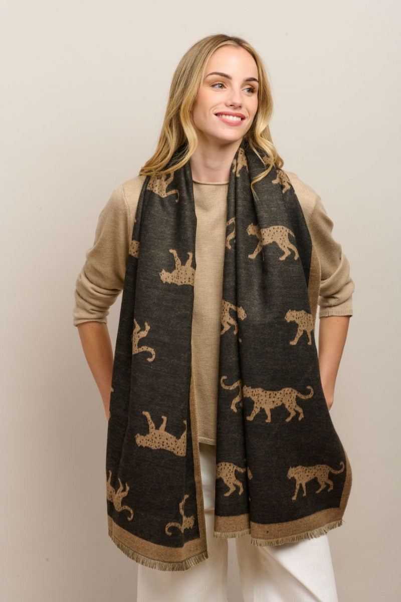 Scarf - Leopard Print - Black or Tan