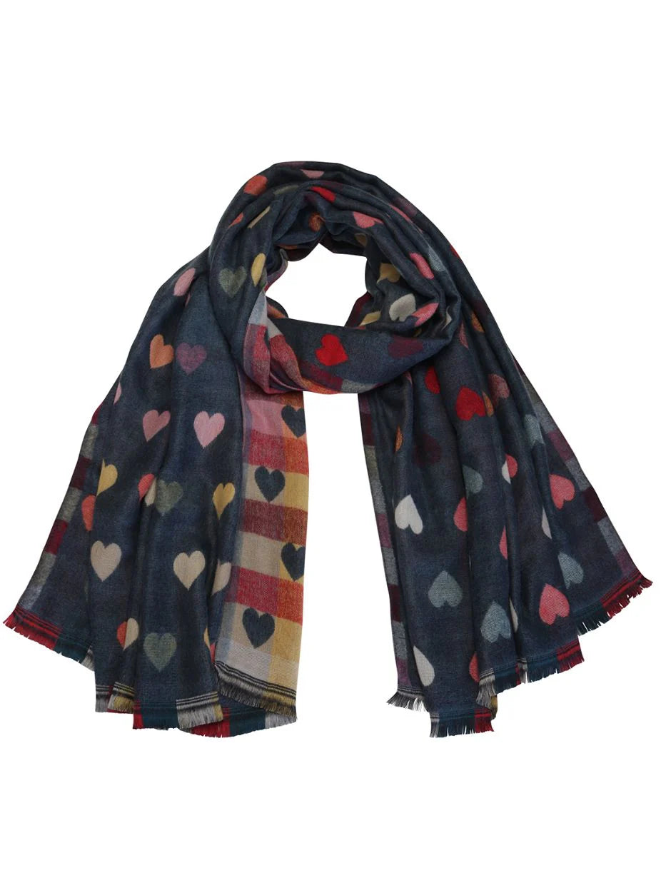 Scarf - Denim with Hearts