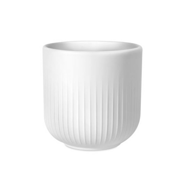 Pot - Ceramic - White with Ridges