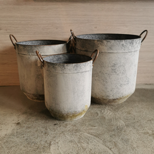 Zinc Pot with Handles - Antique Moss