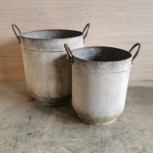 Zinc Pot with Handles - Antique Moss
