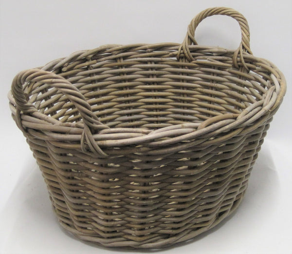Rattan Oval Washing Basket Grey verde