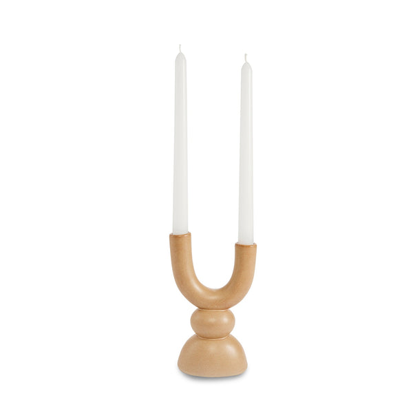 Candle Holder: Ceramic Clay Double