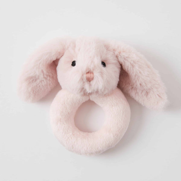 Baby Bunny Rattle - Grey and Pink