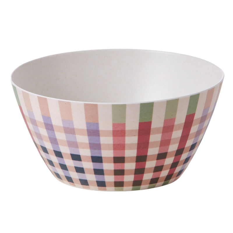 Bamboo Serving Bowl - Multicoloured Checked