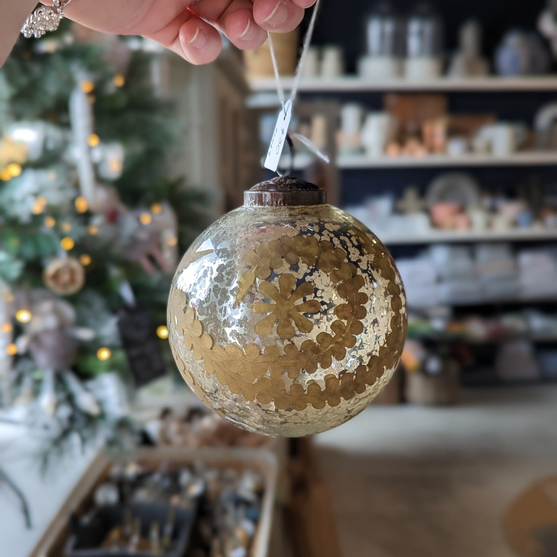 Gold and Silver Glass Vintage Ornament