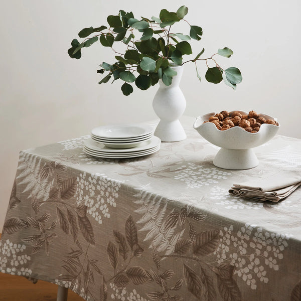 Tablecloth - Neutral Toned Botanical Print - 145 x 230cm