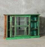 Green/Teak Sideboard with Glass Doors